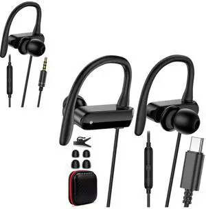 Wired Over Ear Earbuds USB c Headphones Wired for iPhone 16 15 Type C Wired Headphones ith Microphone Volume Control Sport Wired Earbuds for Samsung Galaxy S25+ S25 S24 Ultra