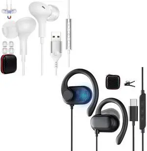 Over Ear Earbuds USB C Wired Open Ear Headphones for iPhone 16 for Samsung S25 S24 Ultra FE,Wired Earbuds with Ear Hooks for iPad 10 11