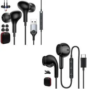 USB C Headphones Wired Earbuds for Samsung S24 S25 Ultra A35 for iPhone 16 Earphones Wired Type C Headphones with Mic Volume Control for iPhone 16 Pro Max Galaxy A56 A55 A35 S22 S23 FE for iPad 10th