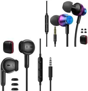 Wired Earbuds with Microphone 3.5mm Jack Hheadphones,for laptops PC, MP3/4,for Nintendo Switch,for Mac,Most 3.5mm Audio Devices,Purp