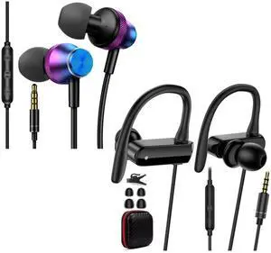 AIAUXAI Wired Earbuds with Microphone 3.5mm Jack, Headphones Sport Wired Earbuds with Microphone Noise Isolating Earphone