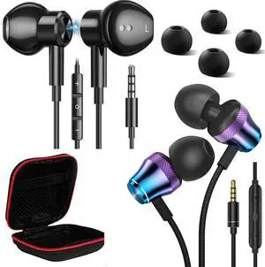 AFGHOA 2 Pack 3.5mm Jack Earbuds Wired Earphones