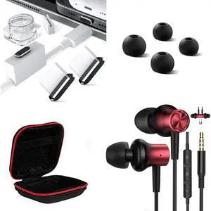 AFGHOA 2 Pack USB C Auti Dust Plug and 3.5mm Jack Earbuds Magnetic Wired Earphone