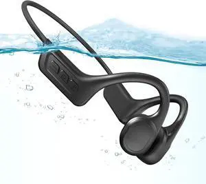 SilisoundTek Bone Conduction Swimming Headphones,Waterproof IP68,Wireless Bluetooth 5.3 Earphones with Microphone, Built-in 32GB MP3 Open Ear Bluetooth Headphones for Running,Swimming,Diving (Brown)