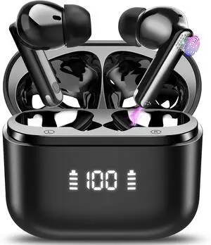 Aptkdoe Wireless Earbuds Bluetooth Headphones, Stereo Deep Bass Ear Buds, IP7 Waterproof Earphone, Black