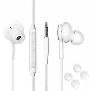aioklcy 2025 New in-Ear Earbuds Stereo Headphones for Samsung Galaxy S10/S10E/ S10+/S8/S8+/S9/S9+/Note 9- Designed 3.5 mm Jack with Microphone and Volume Buttons - White