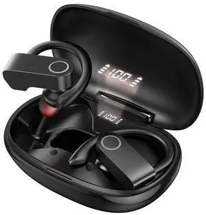 Vislla Wireless Earbuds, Bluetooth Headphones,11H Playback time on a Single Charge, in-Ear Earphones with Earhooks Built-in Microphone Waterproof Sport Earphones for Running Workout Gym Black