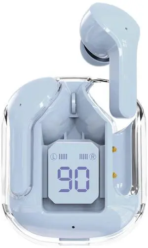 2049 Wireless Bluetooth Earbuds with Transparent Charging Case Digital Display with Long Battery Life (Blue)
