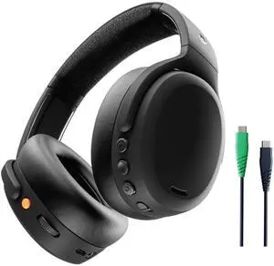 Skullcandy Crusher ANC 2 Wireless Over-Ear Bluetooth Headphones with Multi-Sensory Bass and Charging Cable, Active Noise Cancelling, Up to 60 Hours Battery, Microphone for iPhone Android - True Black