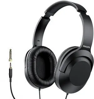 Philips Over Ear Wired Stereo Headphones for Podcasts, Studio Monitoring and Recording Headset for Computer, Keyboard and Guitar with 6.3 mm (1/4") Add On Adapter