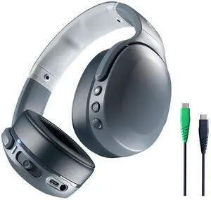 Skullcandy Crusher Evo Wireless Bluetooth Headphones with Multi-Sensory Bass and Charging Cable, Noise Isolating Over-Ear Fit, Up to 40 Hours Battery, Microphone for iPhone Android - Chill Grey