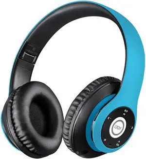 iJoy Bluetooth Headphones Over Ear, Wireless and Wired Foldable Headset Built-in Microphone, FM, Micro SD Card Slot - (Blue) Adults Kids Boys