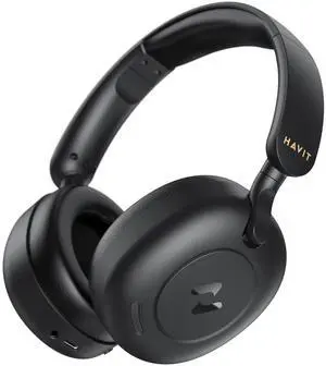 havit H655BT Hybrid Active Noise Cancelling Headphones for Airplane Travel, Wireless Over Ear Bluetooth Headphones, 76H Playtime, Hi-Res Audio, Super Bass via App, 5 Mic for Noise Cancelling