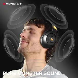 Monster Persona SE ANC Active Noise Cancelling Headphones, Wireless Bluetooth Headphones Over Ear, 60H Playtime, HiFi Stereo Audio, Deep Bass, Built-in Mic, Memory Foam Ear Cups for Home Office