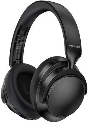 TECKNET Active Noise Cancelling Headphones Wireless & Wired, 70H Playtime Bluetooth Headphones Over Ear Built-in Mic, 3.5mm Cable Dual Connection Foldable Headset Comfort for Home Office Travel