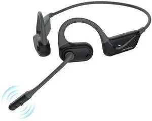 MONODEAL Open Ear Headphones with Mic, Lightweight Bluetooth 5.4 Headset with Microphone Noise Cancelling Mute Button, Wireless Headset Earphones for Work, Driving, Home Office, Workouts