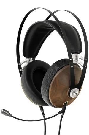 MEZE AUDIO | 99 Classics Walnut Silver & Boom Mic Headset | Wired Over-Ear Headphones with Boom Microphone and Self Adjustable Headband | Closed-Back Headset for Gaming | Remote Work | Audiophiles