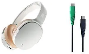 Skullcandy Hesh ANC Wireless Noise Cancelling Over-Ear Headphone - Mod White with Line Round Charging Cable, USB-C to USB-C - Dark Blue/Green, 4ft