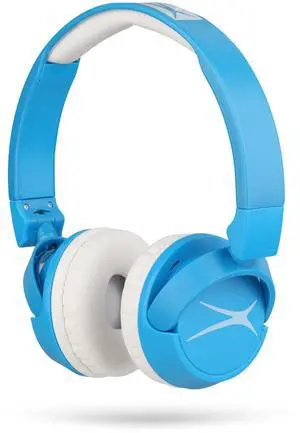 Altec Lansing Kid Safe 2-in-1 Bluetooth and Wired Headphones, Noise Cancelling, Volume Control, Wireless, Foldable Design (Blue)