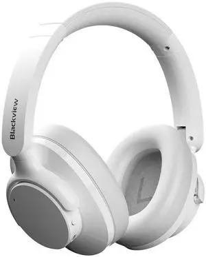 Blackview FitBuds H1 Over-Ear Bluetooth Headphones, Hi-Res Audio, Hybrid ANC, 65H Playtime, Bluetooth 5.4, USB-C Fast Charging, Comfortable Memory Foam Ear Cushions, for Travel Work Office, White