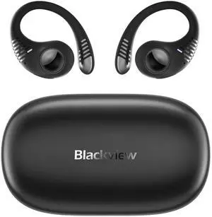 Blackview AirBuds 10 Open Ear Headphones,Wireless Earbuds Bluetooth 5.3 Air Conduction Sport Headsets with Earhooks,IPX7,Dual Microphone, for Running Workout Black