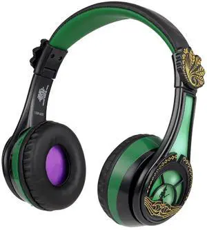 eKids Wicked Elphaba Bluetooth Headphones, Wireless Headphones with Microphone Includes Aux Cord, Volume Reduced Kids Foldable Earphones for School, Home, or Travel