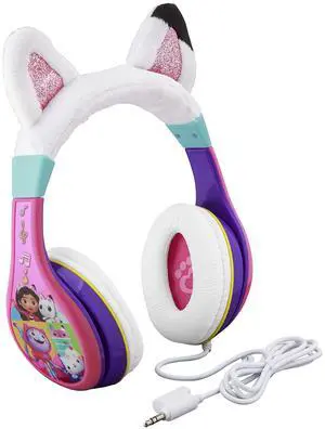 eKids Gabbys Dollhouse Children's Headphones Wired for School, Home or Travel, Tangle-Free Cable for Toddlers, Volume Controller, 3.5 mm Jack Socket Incl. - Suitable for Ages 3 Years and Above
