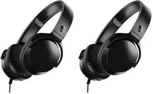 Skullcandy Riff On-Ear Wired Headphones, Microphone, Works with Bluetooth Devices and Computers - Black (Pack of 2)