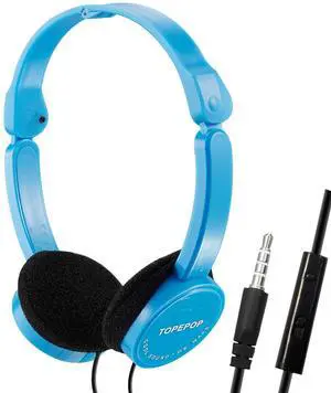 Kids Headphones Wired Over Ear Headphone Lightweight Stereo Headset Adjustable Headband Headset with Mic 3.5mm Foldable Earphone for Kids Boys Girls Adult Online Learning School Laptop Travel (Blue)