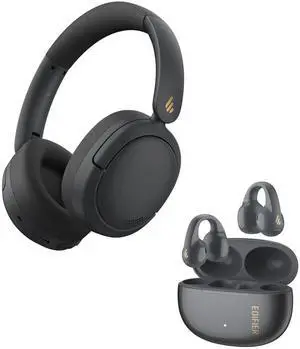Edifier W800BT Pro Over-Ear Active Noise Cancelling Headphones & R1 Open-Ear Clip Earbuds - Hi-Res Audio, Fast Charging, Bluetooth 5.4, All-Day Comfort for Work/Travel/Sports