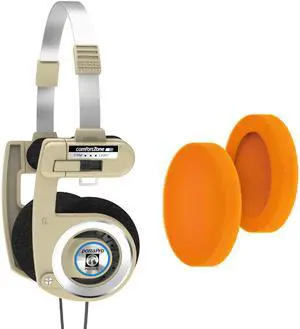 Koss Porta Pro Limited Edition Rhythm Beige Plus Orange Oversided Cushion Earpads, Retro Style, Includes Hard Carry Case