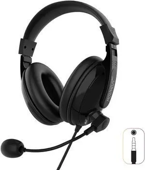 Morpheus 360 Basic Multimedia Stereo Headset - Adjustable Microphone - Lightweight Comfortable Design - Soft Eco Leather Ear Cushions - Over Ear - Black - HS3000S
