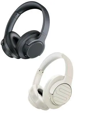 Soul Electronics Bundle of Black Noise Cancelling Over-Ear Bluetooth Headset and Beige Wireless On-Ear Headphones, Deep Bass, Foldable, Low Latency