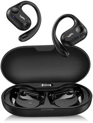 Open Ear Headphones,Bluetooth 5.3 Air Conduction Headphones ,Comfortable for Long Wear ,Powerful Bass,AI Clear Calls,30H Playback,IPX6 Light Weight Open Ear Earbuds with Ear-Hook for Workout,Running