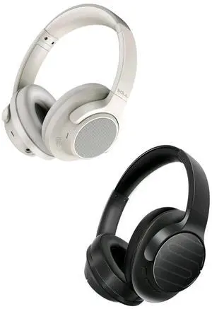 Soul Electronics Bundle of Beige Noise Cancelling Bluetooth Headset and Black Wireless Over-Ear Foldable Headphones, USB-C Quick Charging, Deep Bass