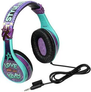eKids Karmas World Headphones for Kids, Wired Headphones for School, Home or Travel, Tangle Free Stereo Earphones with Parental Volume Control, Connect via 3.5mm Jack