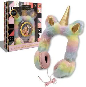 FAO Schwarz Mythical Musical Unicorn Headphones, Legendary Look, Wired Headphone with 3.5mm Aux Audio Jack, Soft and Cozy Plush Over-Ear Cups, 5-Ft. Cord