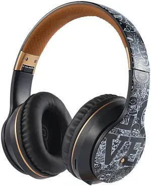 Arryes Kids Bluetooth Headset,Suitable for 3-21 Years Old Children, Wireless Sports Music Game Headset, Protein Ear pad Painless Long wear, Suitable for Mobile Phones, Tablets, laptops. (Black Gold)