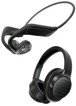Soul Electronics Bundle of Black Bluetooth Headphones and Noise Cancelling BT5.2 Earbuds