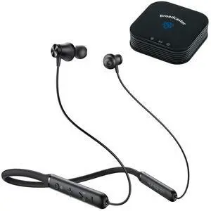 HomeSpot BA210 Auracast Transmitter & JY300 Auracast Wireless Neckband Headphones, 40-Hour Battery, Low Latency for Senior Watching TV