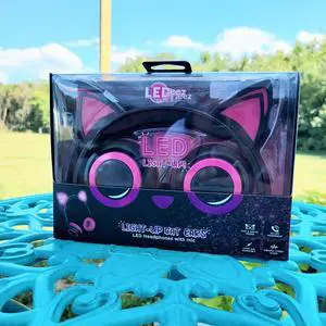 LEDeez Wired Pink LED Cat Ear Headphones with 3.5mm Jack Plug