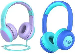 Kids Bluetooth Headphones,Toddler Headphones with Microphone,85dB Volume Limited,Bluetooth 5.3 Twistable Lightweight Kids Wireless Earphones for Boy Girl Tablet Travel School