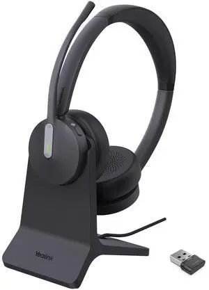 Yealink BH70 Dual Wireless Headset with Charging Stand, Teams Certified Bluetooth Headphone with Mic for Work, up to 35h Talk Time, 147g All-Day Comfort Perfect for Open Office Hybrid Work, USB-A