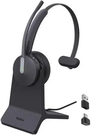 Yealink BH70 Mono Wireless Headset with Charging Stand, Teams Certified Bluetooth Headphone with Mic for Work, up to 35h Talk Time, 91g All-Day Comfort Perfect for Open Office Hybrid Work