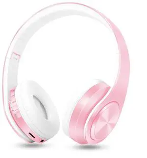 RAT TAIL V5.0 Bluetooth Headphones Over-Ear, Foldable Wireless and Wired Stereo Headset Micro SD/TF, FM for Cell Phone,PC,Soft Earmuffs &Light Weight for Prolonged Wearing (Pink)