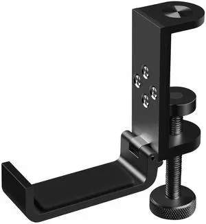 aplslpa Foldable Headphone Stand Hanger Holder Headphone Clamp Hook Under Desk, Save Space Headphone Hanger Holder for Universal Headphones (Licorice Black)