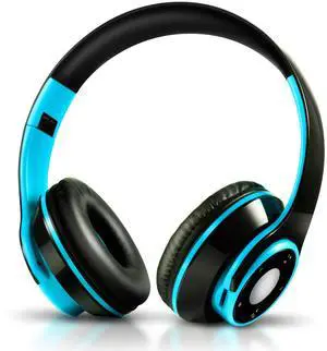 Bluetooth Headphones Over Ear, Wireless Headphones with 5 EQ Modes, 20 Hours Playtime Foldable HiFi Stereo Headset with Microphone, FM/TF for Cellphone/PC/Work/Travel/Kids/Adults/Gift (Blue)