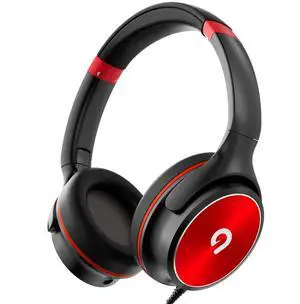 ADOOPE Kids Headphones with Safe 85dB/94dB Volume Limiter for Teen and Boys, Foldable HD Stereo Sound Headset for Kindle Kids/fire Tablet/iPad/Laptop, Headphones with Microphone (Black-red)