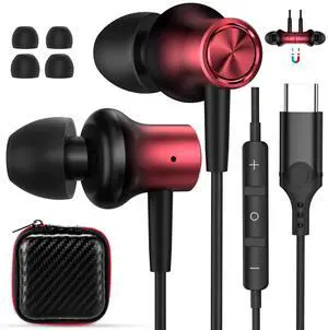 AFGHOA USB C Earbuds for iPad 11th,10th Gen Samsung S25 Ultra S24 FE Galaxy A26 A36 A56 Google Pixel 9 Type C Earphone Magnetic Wired Headphones in Ear Noise Canceling Headset for iPhone 16E 16