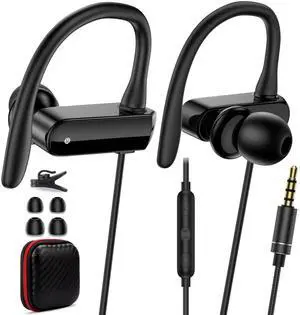 Wired Over Ear Earbuds with Microphone Ear Hook,3.5mm Sport Headphones Wired for Laptops iPad iPod 3.5mm Plug Cellphones,in-Ear Earphones Noise Cancelling Headset for Chromebook MP3 Switch Running Gym